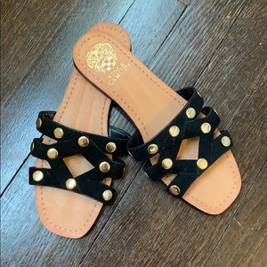 Vince Camuto black and gold slides 7.5 never worn